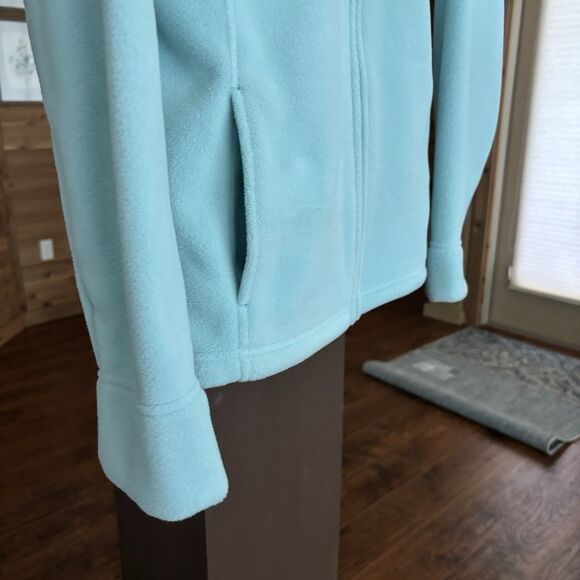 L.L.Bean Fleece Jacket Women L Turquoise Blue Full Zip Outdoors Y2K Preppy Warm - Picture 5 of 9